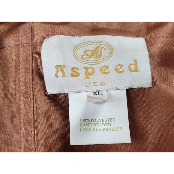 Aspeed Spaghetti Strap Cocktail Dress with Sequin Bead Embellishments Brown XL - Picture 5 of 16